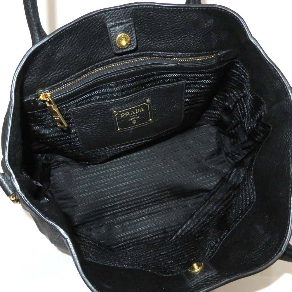 Prada 2 Way Bag Vitello Dino Leather Black - Picture 10 of 10